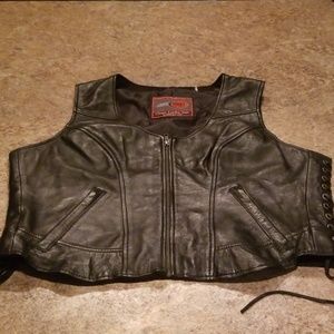 Leather corset vest.